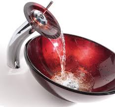 Red Glass Vessel Sink Combination