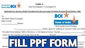 how to fill ppf form of bank of india