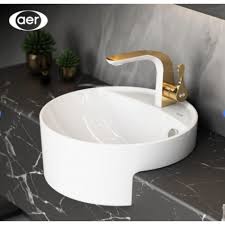 aer round semi recessed ceramic wash basin