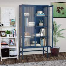 Blue Tall Storage Sideboard Cabinet