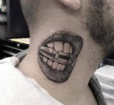 lip tattoo on neck meaning digging the