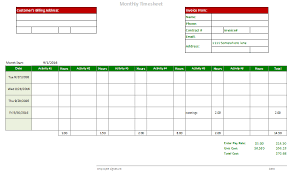 Monthly Timesheet Template With Many Calculators