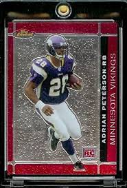 Adrian peterson 2007 rookie jersey rare. Amazon Com 2007 Topps Finest Football Rookie Card 112 Adrian Peterson Collectibles Fine Art