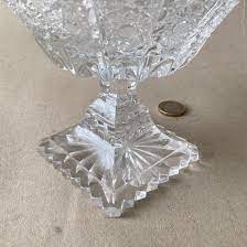 Antique 1930s Cut Glass Pedestal Bowl