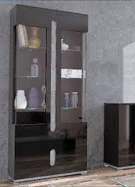 Lorenz Tall Black Gloss Display Cabinet