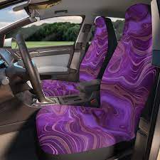 Purple Car Seat Covers Abstract Geode