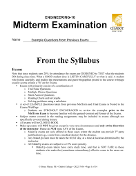 midterm examination from the syllabus