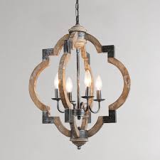 Shop Modern Farmhouse 4 Light Distressed Wood Chandelier Rust Hanging Ceiling Lighting W19 7 X H24 6 Overstock 30505380