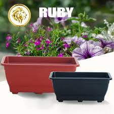 Black Plastic Rectangular Planter Ruby