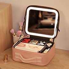 cosmetic bag with led mirror with