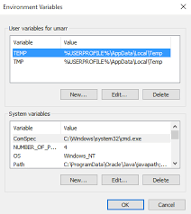 edit environment variables in windows 10