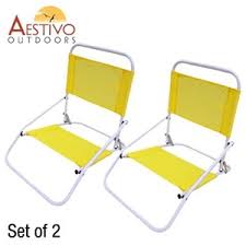 Redcamp low beach chairs folding lightweight with low/high back and headrest, po. Buy Aestivo Set Of 2 Folding Low Beach Chairs Yellow Grays Australia
