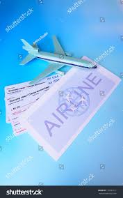 Airline Tickets On Light Blue Background Stock Photo Edit