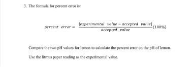 Solved 3 The Formula For Percent Error