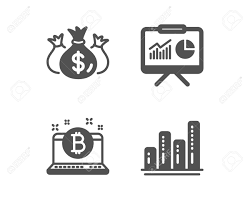 Set Of Check Investment Bitcoin And Presentation Icons Graph