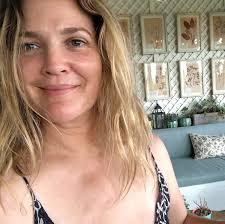 drew barrymore posts makeup free selfie