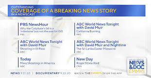 The broadcast won an overseas press club award for its coverage of the devastating chinese earthquake in 2008. News Documentary Emmys Twitterissa The Newsemmys Nominees In Coverage Of A Breaking News Story In A Newscast Are Pbs Newshour Pbs Newshour Abc World News Tonight With David Muir Triple