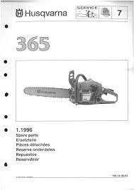 husqvarna chainsaw model 365 parts manual