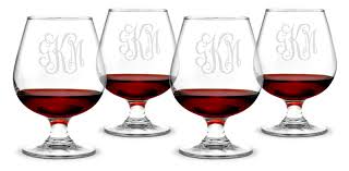 Monogrammed Brandy Snifters Glass Set Of 4