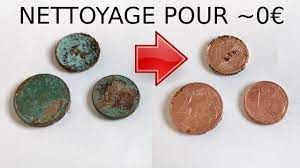 Comment nettoyer des pièces de centimes d'euros verdies et noircies par  l'oxydation (Tuto) - YouTube