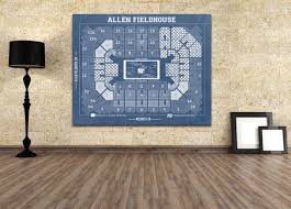 Vintage Print Of Allen Fieldhouse Seating Chart By Clavininc
