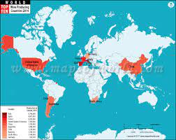 top ten wine producing countries map