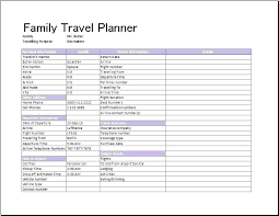 Agenda Excel Template Trip Planner Excel Family Travel Planner