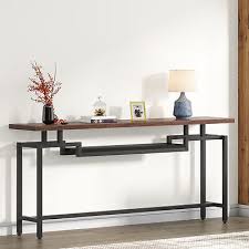 Long Narrow Wood Entryway Console Table