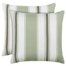 Green Square Strip Outdoor Throw Pillow