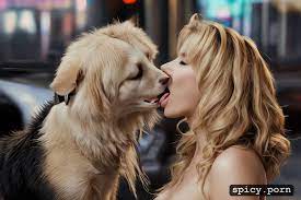 Woman kissing dog porn