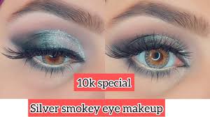 silver smokey eye makeup step by step