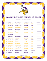 We would like to show you a description here but the site won't allow us. Printable 2020 2021 Minnesota Vikings Schedule