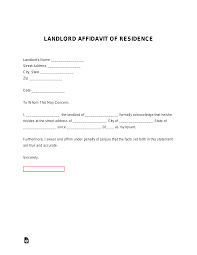 free landlord proof of residency letter