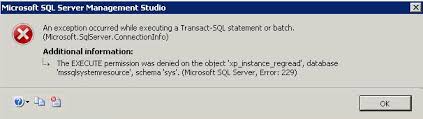 sql server the execute permission was