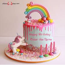 Together with other unicorn gifts, unicorn party decoration. Easy Rainbow Unicorn Cake With Name Enamewishes