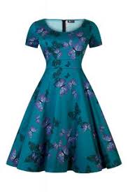 Teal Green Butterfly Phoebe Dress Lady Voluptuous Plus