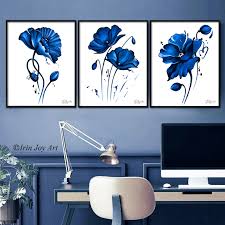 Blue Poppy Flower Fl Canvas Wall