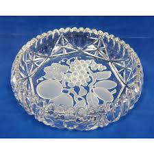 Vintage Clear Glass Embossed Round