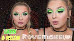 green yellow rave makeup look