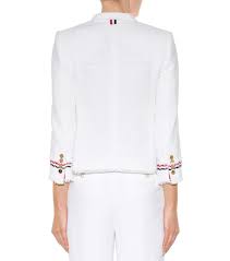 Thom Browne Blazer In Tweed Di Cotone Bianco White Donna