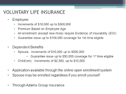 Voluntary employee term life insurance: Health Welfare Benefit Plan Open Enrollment Ppt Download