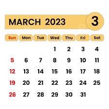 march 2023 calendar yellow color march