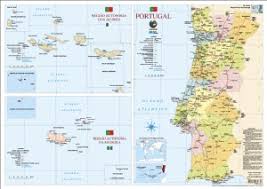Portugal continental tem 18 distritos (e ainda as duas regiões autónomas já referidas anteriormente, açores e madeira) portugal está dividido em 18 distritos e 308 concelhos que, por sua vez, estão subdivididos em 3092 freguesias. Mapa De Portugal 55 5 X 39 5 Cm 2 Faces Folha Plastificada Porto Editora