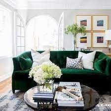 Emerald Green Velvet Sofa With Black