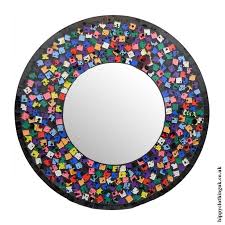 Multicoloured Round Mosaic Mirror 40cm