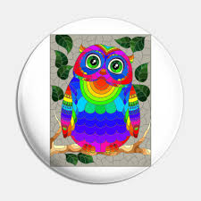 Cute Owl Stained Glass Pattern Design