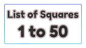 list of squares from 1 to 50 aatoons kids