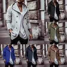 Mens Double Ted Hooded Trench Coat