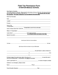 Printable In School Field Trip Form Fill Online Printable