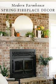 modern farmhouse spring fireplace décor